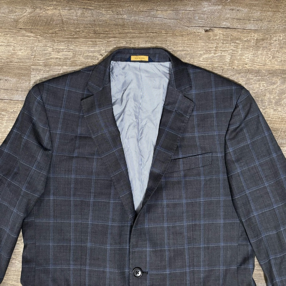 BROOKS BROTHERS Explorer Regent Fit Blazer 40L Gray Plaid Two Button Window Pane - Picture 6 of 11